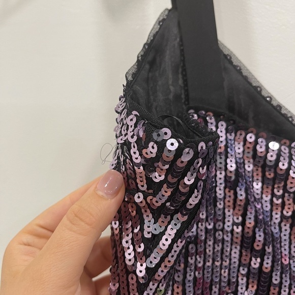 Parker Beau Sequin Combo Cocktail Sheath Dress Size 0 Evening Formal - Picture 6 of 10